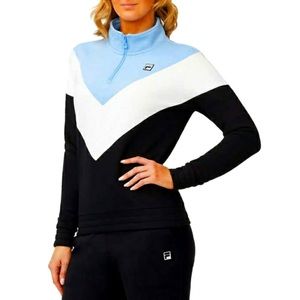 NWT Women’s Size Medium Fila Ekanta 1/4 Zip Fleece Sweatshirt Blue/White/Black
